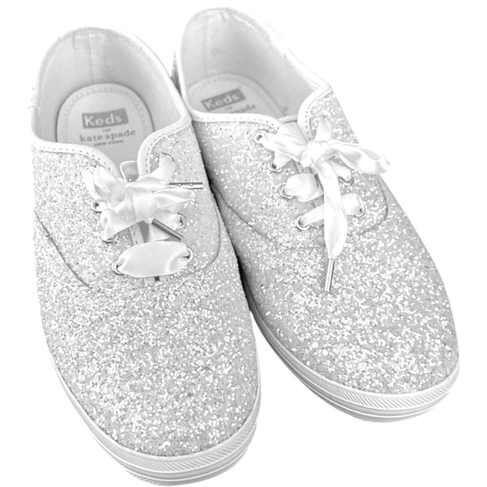 Kate Spade x Keds Women’s Bridal Silver Glitter Lace Up Sneakers Size 8.5 Wide